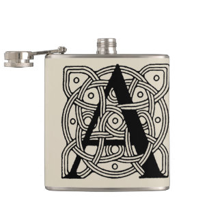 Letter A Vintage Celtic Knot Monogram Flask