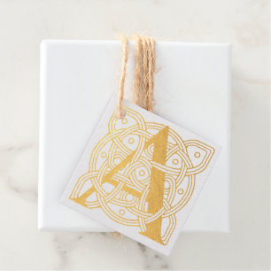 Letter A Vintage Celtic Knot Monogram Foil Favor Tags