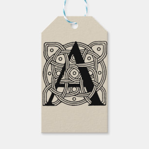 Letter A Vintage Celtic Knot Monogram Gift Tags