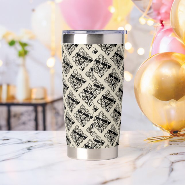 Letter A Vintage Celtic Knot Monogram Insulated Tumbler (Bachelor Party)