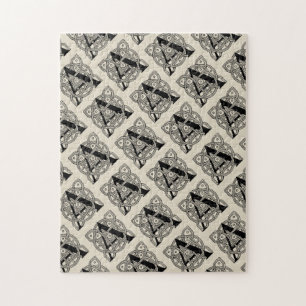 Letter A Vintage Celtic Knot Monogram Jigsaw Puzzle