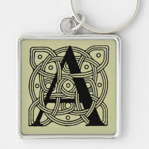 Letter A Vintage Celtic Knot Monogram Keychain