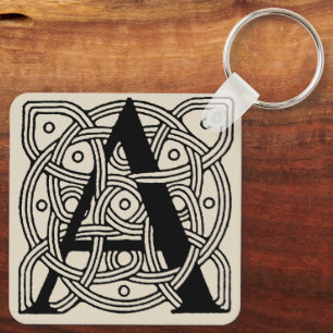 Letter A Vintage Celtic Knot Monogram Keychain
