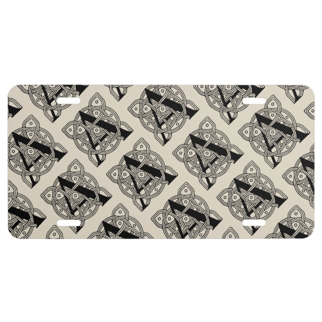 Letter A Vintage Celtic Knot Monogram License Plate (Front)