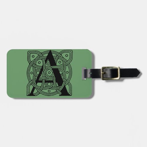 Letter A Vintage Celtic Knot Monogram Luggage Tag