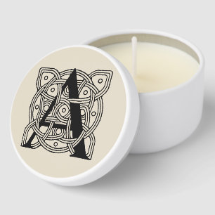 Letter A Vintage Celtic Knot Monogram Mini Candle Favors