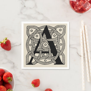 Letter A Vintage Celtic Knot Monogram Napkins