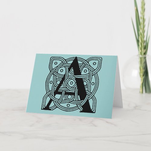 Letter A Vintage Celtic Knot Monogram Note Card