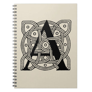 Letter A Vintage Celtic Knot Monogram Notebook