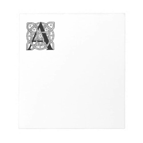 Letter A Vintage Celtic Knot Monogram Notepad