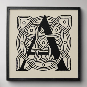 Letter A Vintage Celtic Knot Monogram Peel And Stick Photo Tile