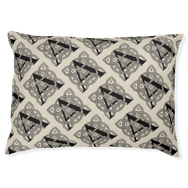 Letter A Vintage Celtic Knot Monogram Pet Bed (Front)