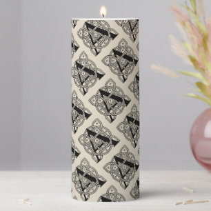 Letter A Vintage Celtic Knot Monogram Pillar Candle