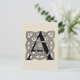 Letter A Vintage Celtic Knot Monogram Postcard