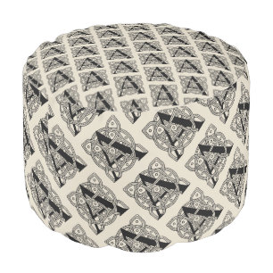 Letter A Vintage Celtic Knot Monogram Pouf