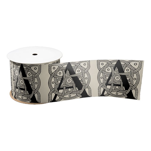 Letter A Vintage Celtic Knot Monogram Satin Ribbon (Spool)