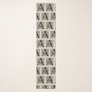Letter A Vintage Celtic Knot Monogram Scarf