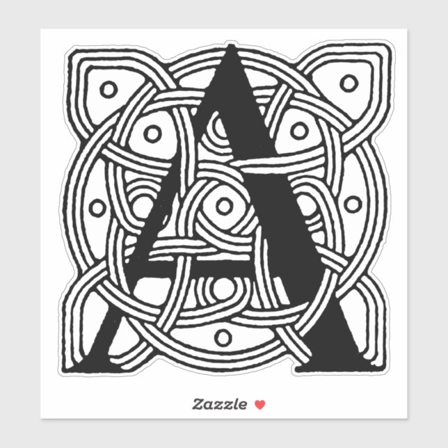 Letter A Vintage Celtic Knot Monogram Sticker (Sheet)