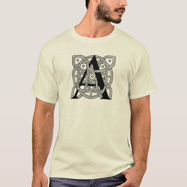 Letter A Vintage Celtic Knot Monogram T-Shirt (Front)