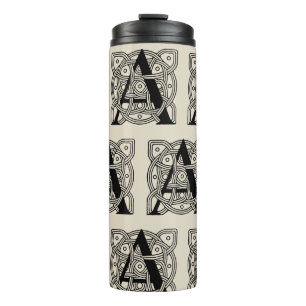 Letter A Vintage Celtic Knot Monogram Thermal Tumbler
