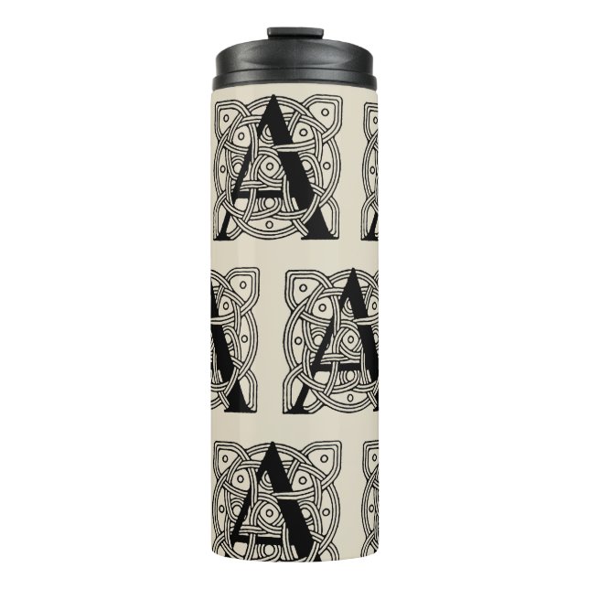 Letter A Vintage Celtic Knot Monogram Thermal Tumbler (Front)
