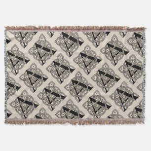 Letter A Vintage Celtic Knot Monogram Throw Blanket