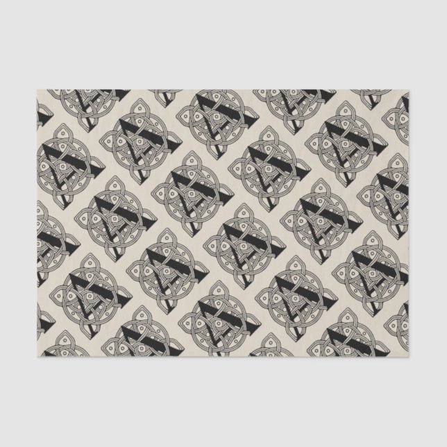 Letter A Vintage Celtic Knot Monogram Tissue Paper (Front)