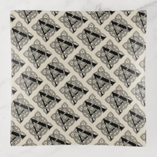 Letter A Vintage Celtic Knot Monogram Trinket Tray