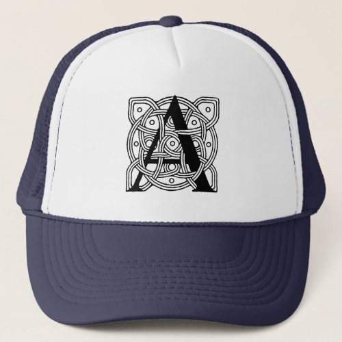 Letter A Vintage Celtic Knot Monogram Trucker Hat