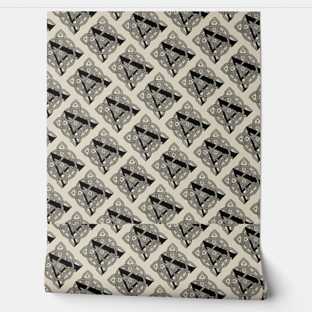Letter A Vintage Celtic Knot Monogram Wallpaper (Unrolling)