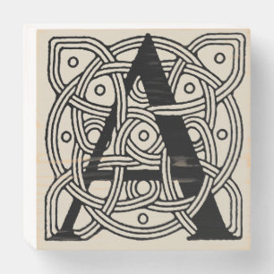 Letter A Vintage Celtic Knot Monogram Wooden Box Sign