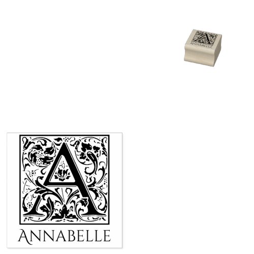 Letter A Vintage First Letter with Name Rubber Stamp