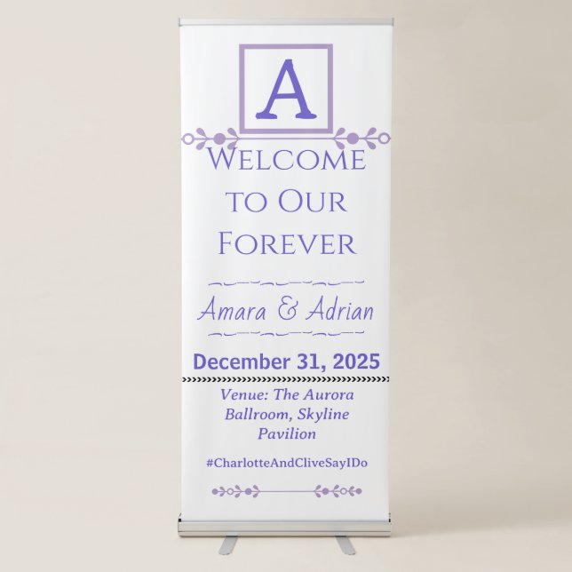 Letter A — Wedding Welcome Signage Large Vertical Retractable Banner (Front)