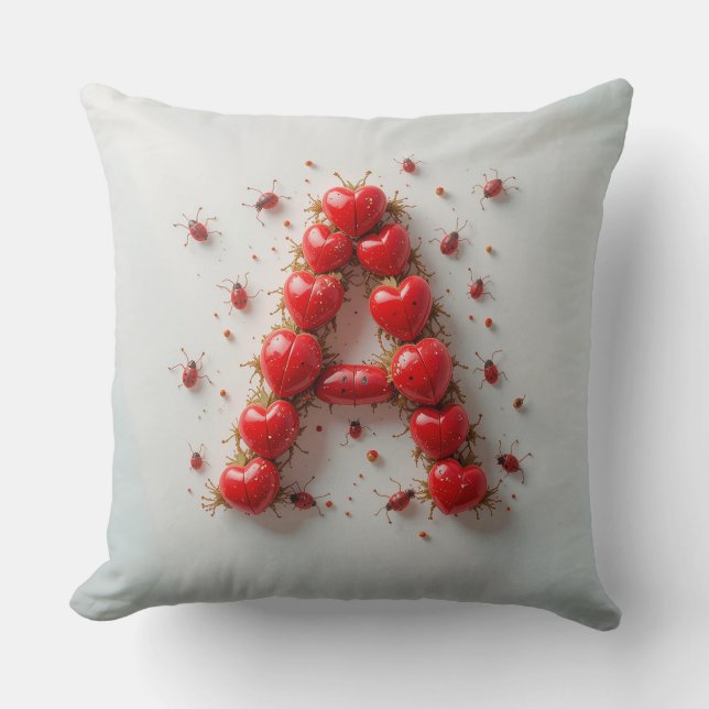 Letter A With Hearts For Personalized Home Decor Throw Pillow (Front)