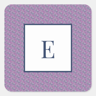 Letter and Blue and Purple Leaves Square Sticker