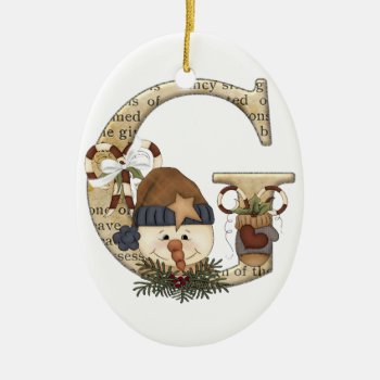 Letter Art - G - Christmas Snowman Ornament by UniqueArtistGifts at Zazzle