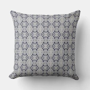 Letter Art Navy and Grey Pattern Throw Pillow