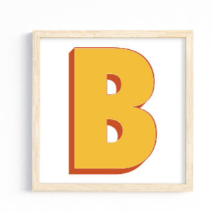 Letter Art Poster, B Monogram, Bold Type Initial Poster