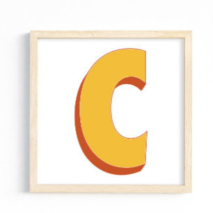 Letter Art Poster, C Monogram, Bold Type Initial Poster