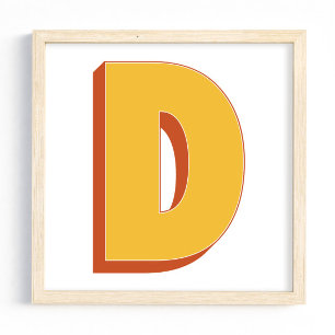 Letter Art Poster, D Monogram, Bold Type Initial Poster