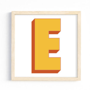 Letter Art Poster, E Monogram, Bold Type Initial Poster