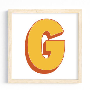 Letter Art Poster, G Monogram, Bold Type Initial Poster