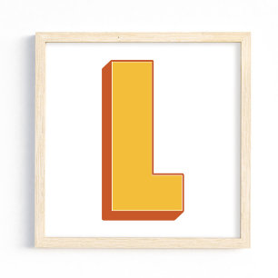 Letter Art Poster, L Monogram, Bold Type Initial Poster