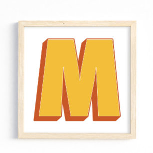 Letter Art Poster, M Monogram, Bold Type Initial Poster