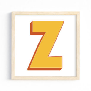 Letter Art Poster, Z Monogram, Bold Type Initial Poster