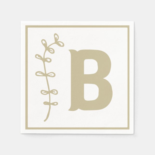 Letter B Alphabet Block Gender Neutral Baby Shower Napkins (Front)