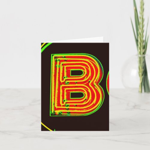 Letter B Alphabet Photography in Neon Note Card