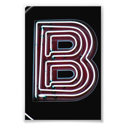 Letter B Alphabet Photography in Neon Photo Print