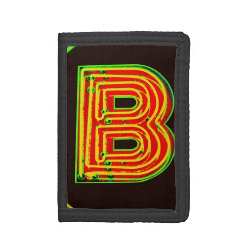 Letter B Alphabet Photography in Neon Trifold Wallet
