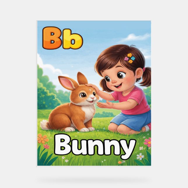 Letter B Alphabet Poster – B is for Bunny – Cute  (Front)
